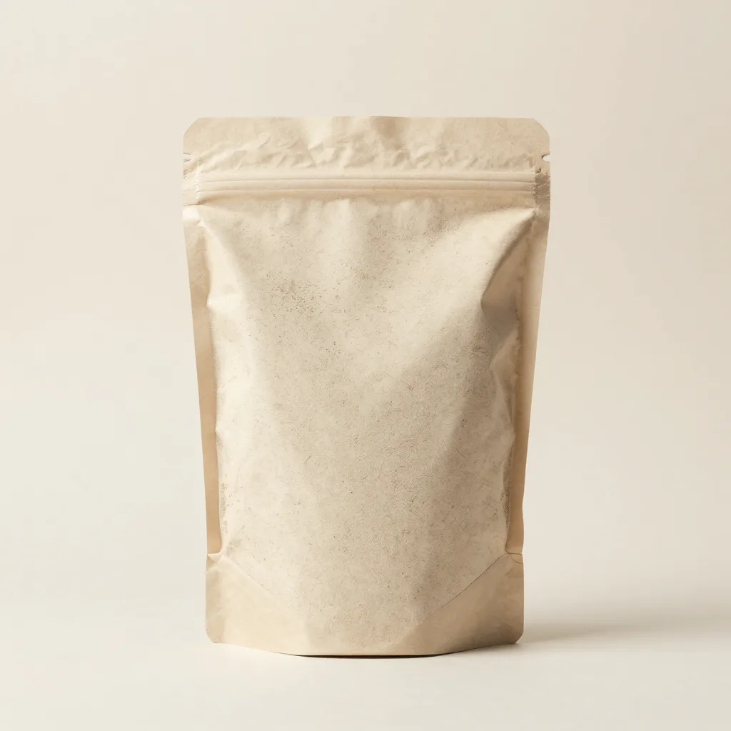 A large pouch of açaí powder on a light background