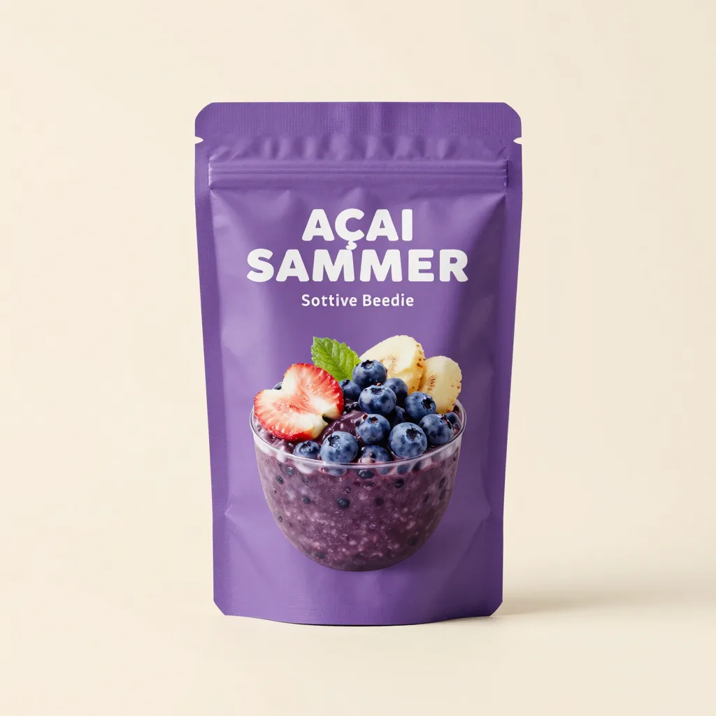 An açaí sampler pack on a light background