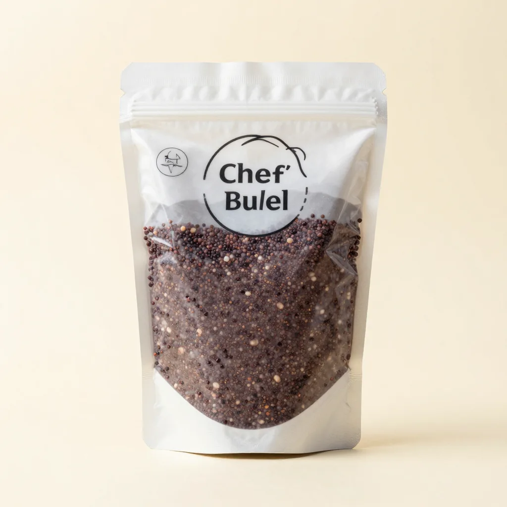 A chef's bulk pouch of açaí on a light background